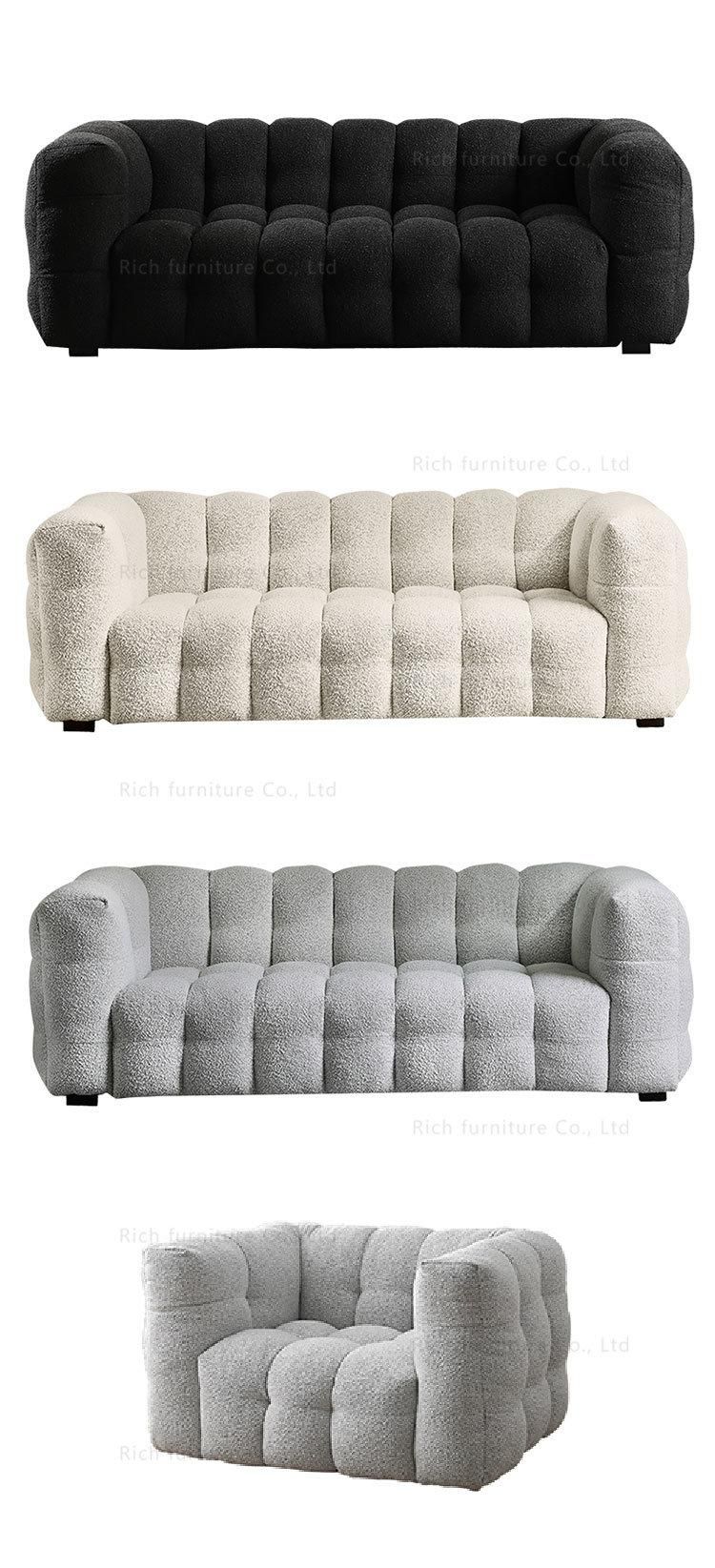 Modern Living Room Furniture Fabric Sofa Couch Floor White Boucle Sofa