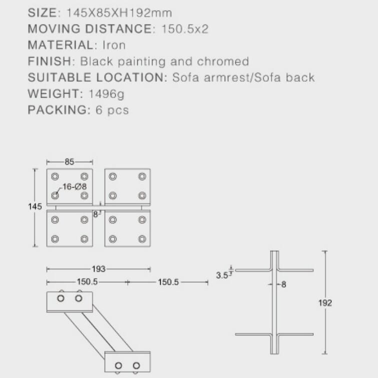 Sofa armrest movement hinge