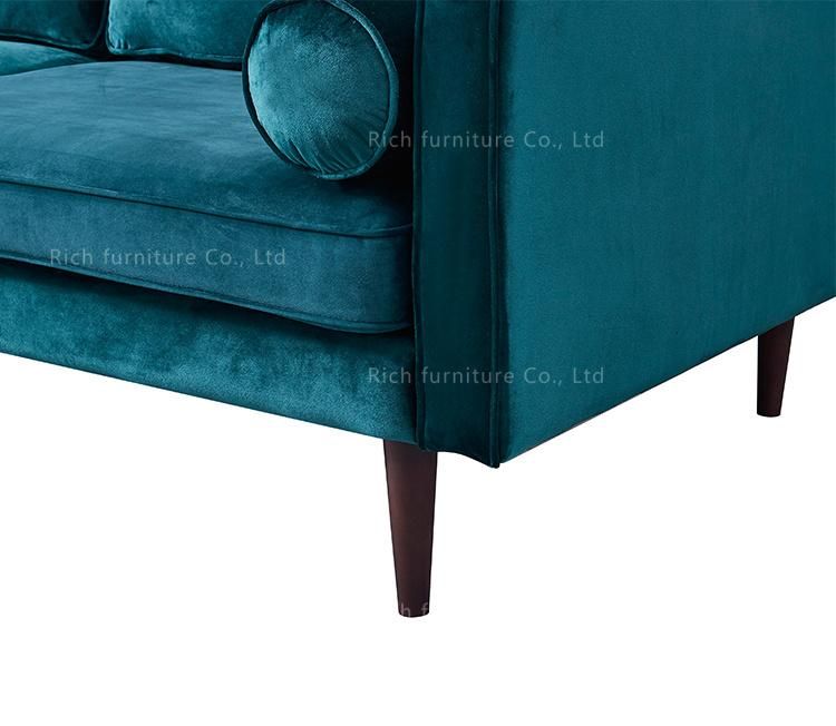 Royal blue Fabric Velvet Couch Living Room Furniture Lounge Sofa Modern