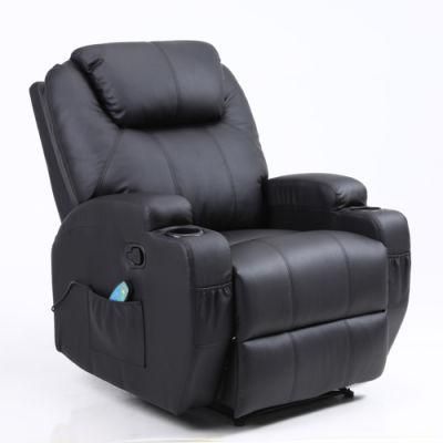 European Modern Sectional Leisure Living Room Home Furniture PU Leather Manual Recliner Sofa with 8 Point Massage Chair