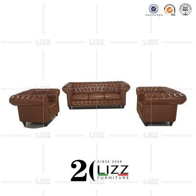 Foshan Furniture Sectional Leather Chesterfield Sofa for Home Living Room