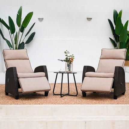 Wicker Chair Three-Piece Set Outdoor Balcony Table and Chair Five-Piece Set Indoor Living Room Leisure Lazy Lounge Chair Courtyard Small Sofa