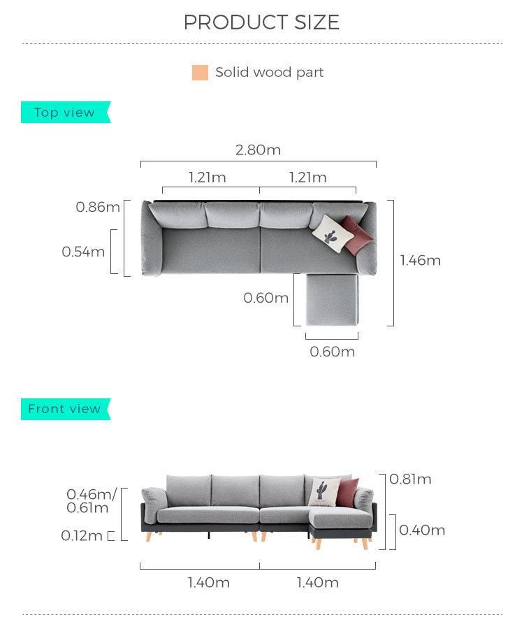 Linsy Living Room Furniture Comfortable Couch Set Gray Wooden Fabric Upholstery Sofa S023