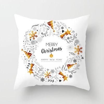 Holiday Decoration Christmas Onrament Colorful Christmas Wreath Patterns Back Cushion Cover Sofa Cushion