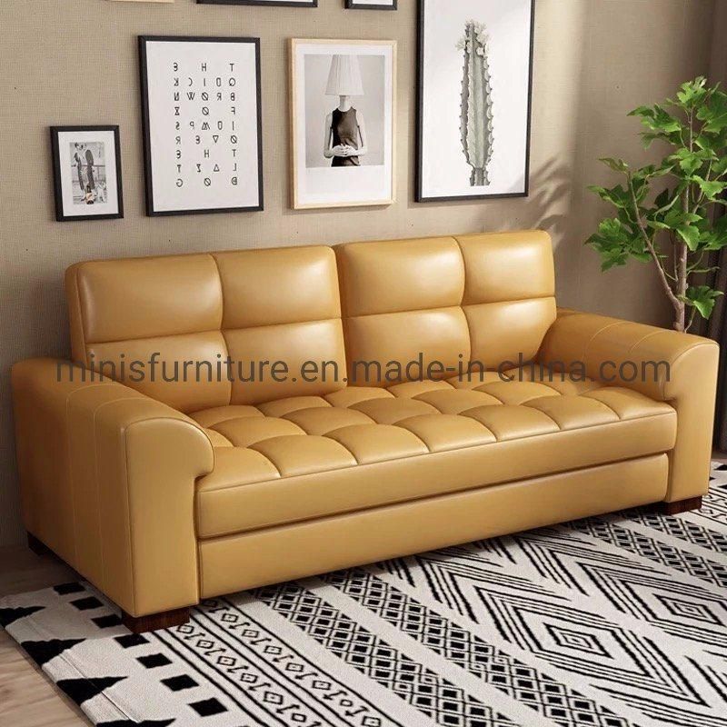 (MN-SF82) Light Luxury Leather Small House Furniture Simple Italian Apartment Living Room Sofa