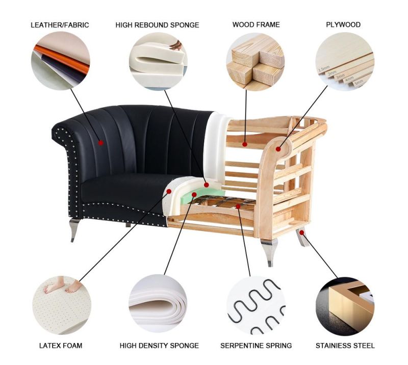 High Quality Modern Leather Sofa Set Home Furniture Leisure LED Leather Sofa
