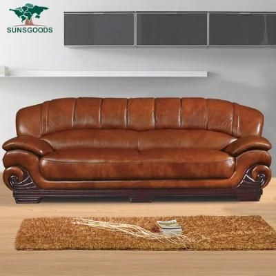 High Quality Top Grain Leather Furniture Sofa Set for Home