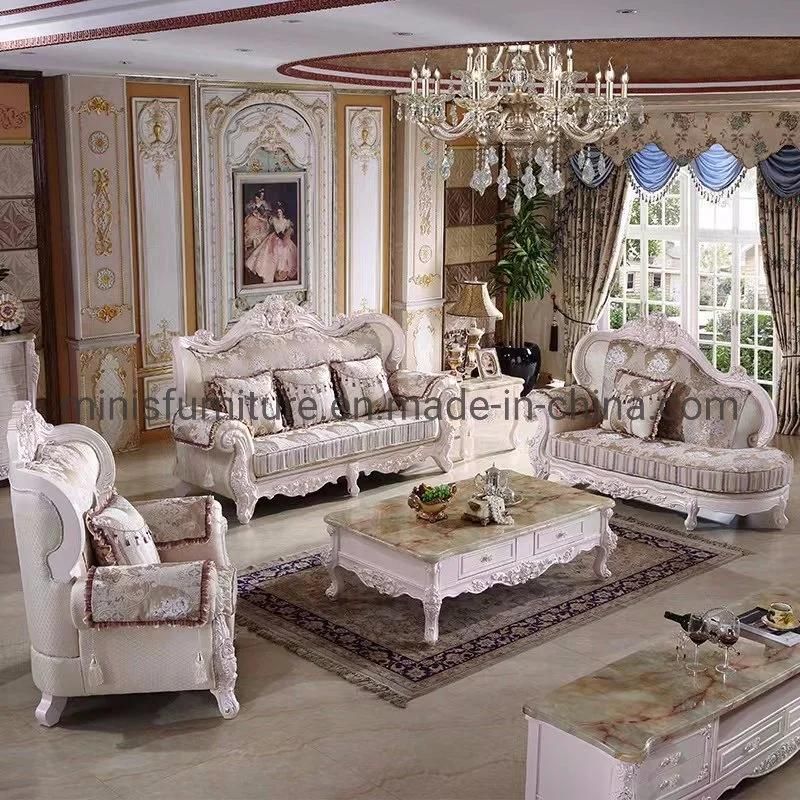 (MN-CSF13) European Royal Furniture Pure Leather Wood Frame Sofa with Chaise