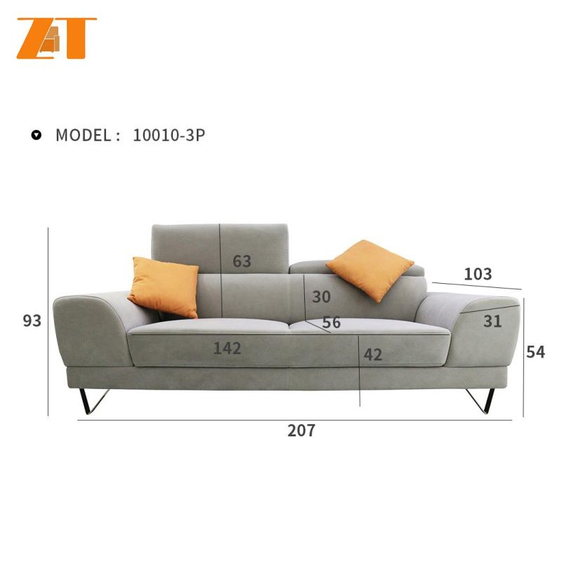 Modern Grey Luxury Sectional Fabric Sofa Set for Living Room