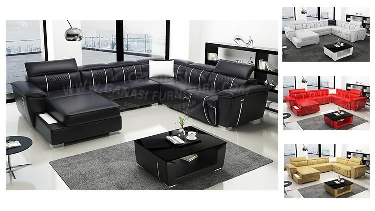 Hot Sell Living Room Furniture Wooden Material Genuine Leather Modular Sofa