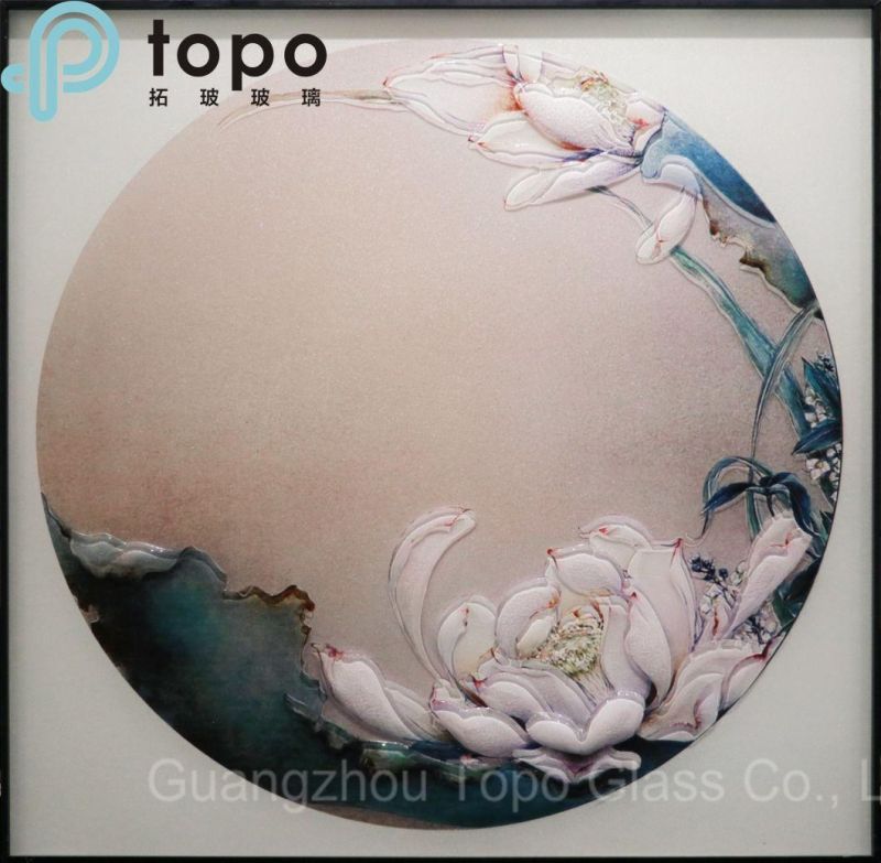 Safety Inlaid Craft Carved Glass Painting Made in Guangzhou China (MR-YB6-2014)