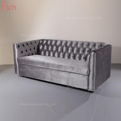 Modern Bedroom &amp; Living-Room Shiny Plush Silver Fabric Velvet Foldable Sofa Bed