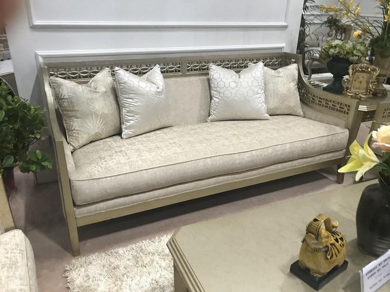 Fabric Solid Wood Frame Sofa with Classic Style for Living Room Furniture
