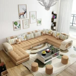 Yellow Color U Shape Fabric Sofa with Stools (S889)
