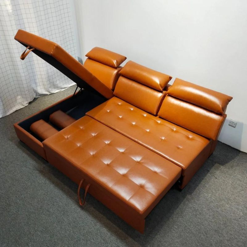 European Style Leather Sofabed Functional Sofa Set Storage Sofa Set