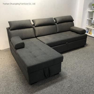 New Arrival Factory Cheap Price Sofa Cum Bed Good Quality Coffee Brown Fabric Pulling out Sofabed