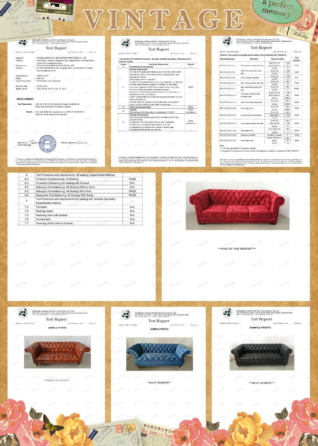 Luxury Tufted Design Velvet Fabric Chesterfield Sofa