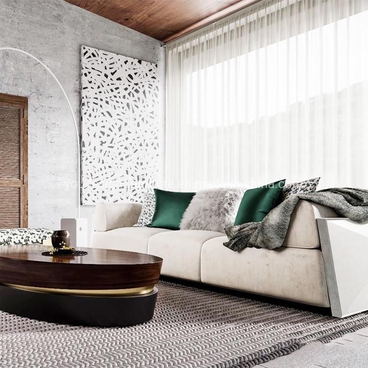 Modern Luxury I Shaped Sofa Wooden Base Fabric Sectional Sofas Set Furniture for Living Room