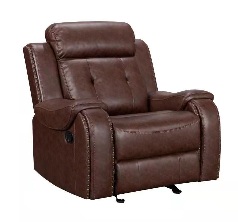 Air Leather Reclining Sofa with Drop Table and Console for Living Room Furniture