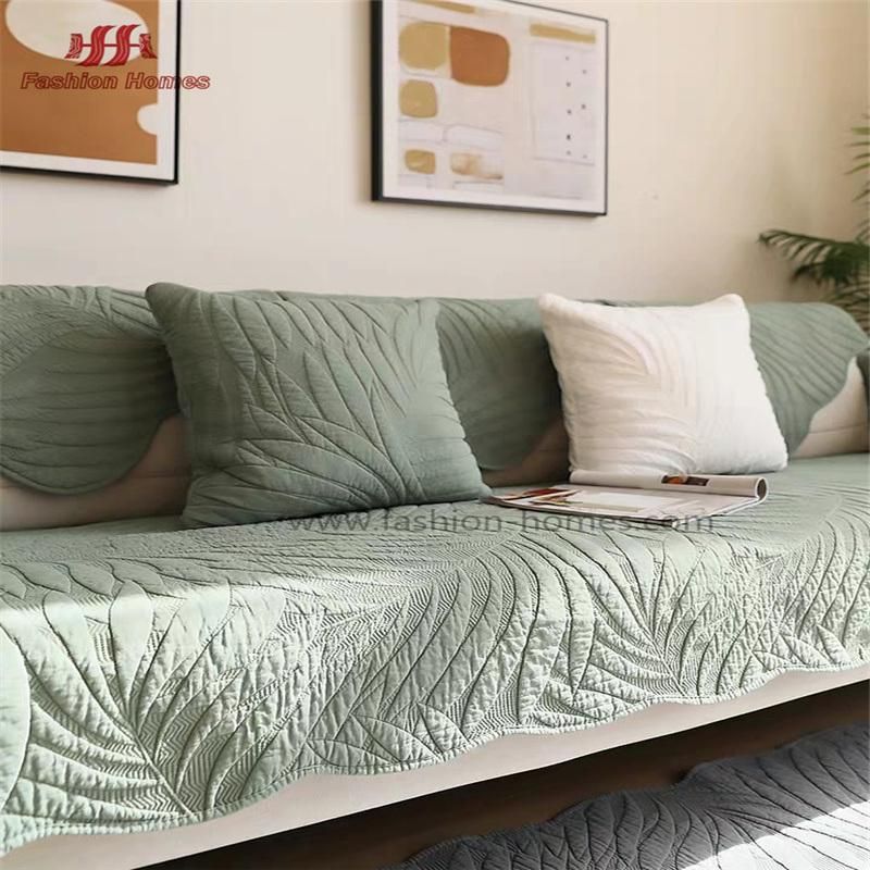The Big Leaves Solid Embroidered Covers for Sofa