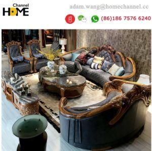 2018 New Solid Wood European Style Leather Sofa for Home Living Room (HC609)
