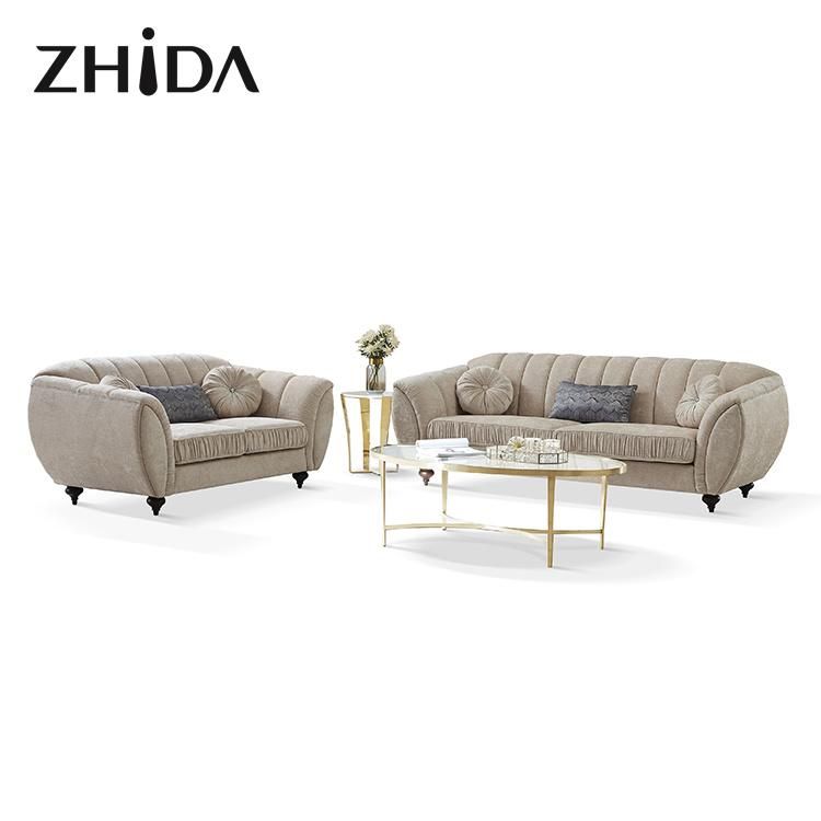 New Design Zhida Couch Home Living Room Furniture Luxury Velvet Fabric Sofa Set Modern 1 2 3 Seat Sectional Sofa