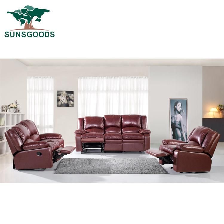 Top Grain Real Leather Electric Recliner Sofa Set for Living Room
