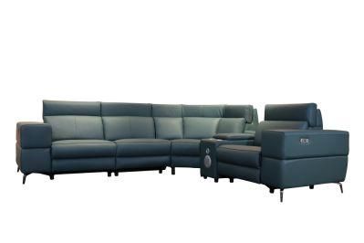 Italian Style Living Room Furniture Fabric Sofas Set Handrail Functional Leather Sofas