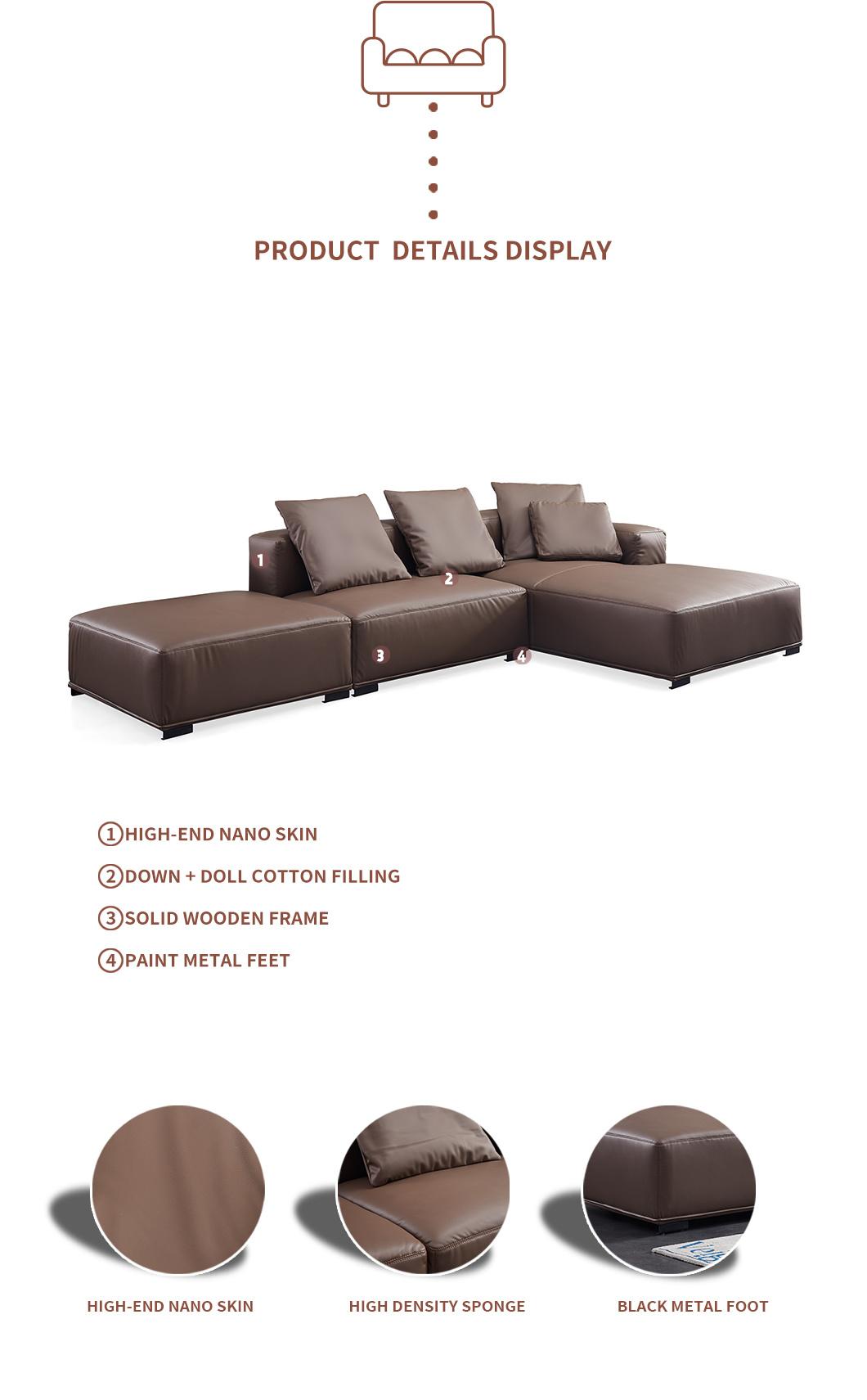Modern Style Nano Leather L Shape Sofa Sectionals Living Room Sofa