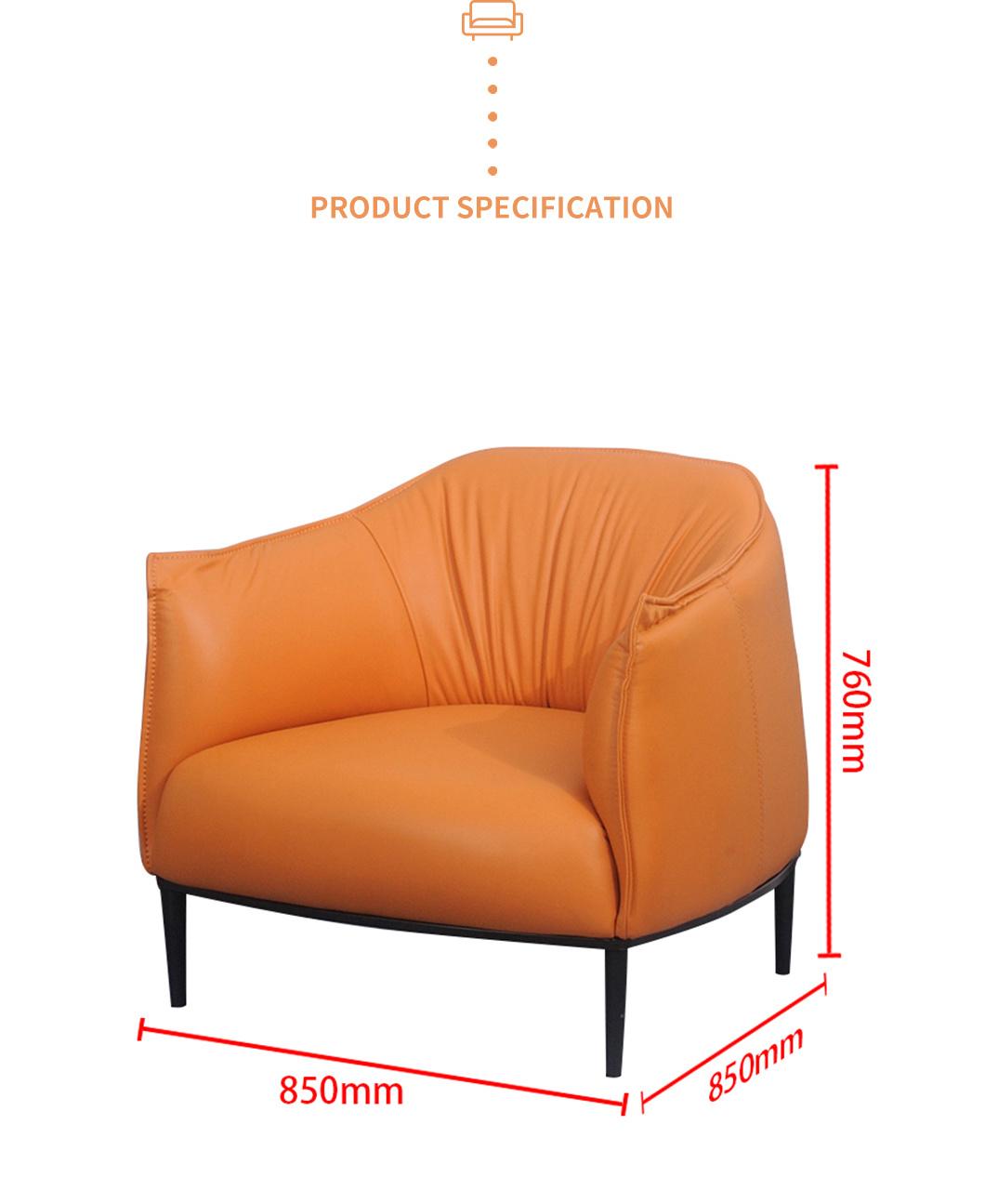 Italian Design Comfortable Hotel Leather Single Seat Sofa