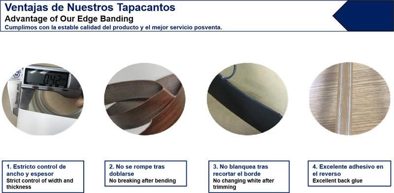Solido Color /Woodgrain China Factory Tapacanto De PVC Edge Banding Tape Furniture Accessories