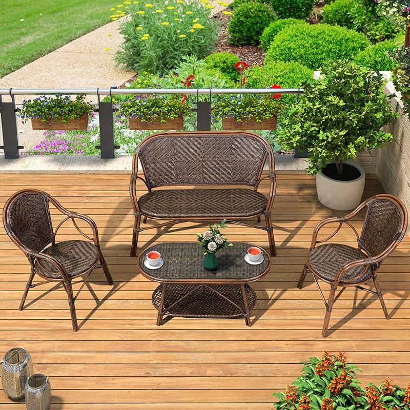 Waterproof Outdoor Contemporary Hotel PE Rattan Patio Sofa with Tea Table