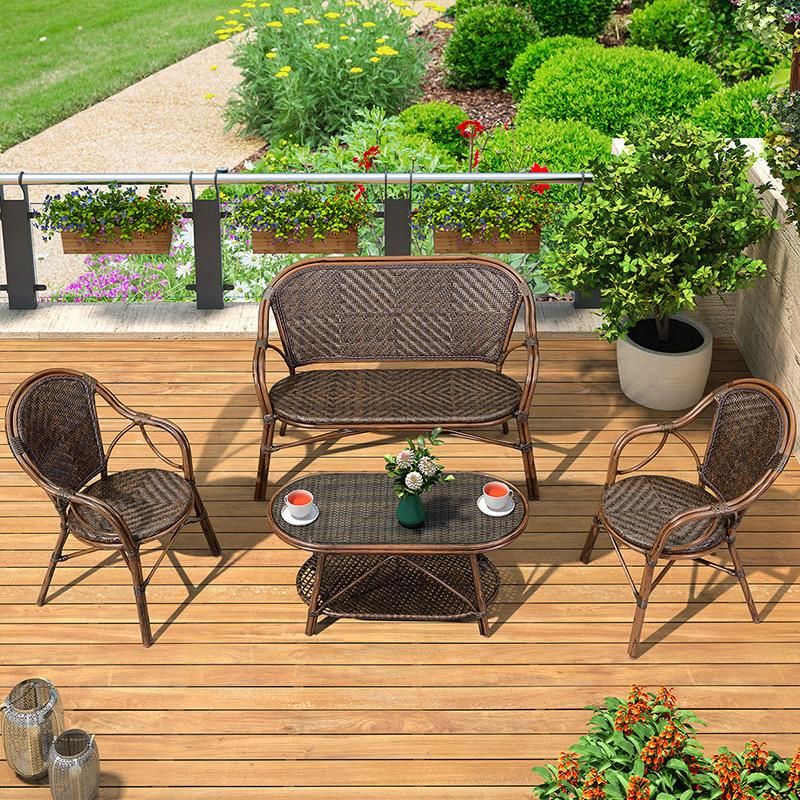 Waterproof Outdoor Contemporary Hotel PE Rattan Patio Sofa with Tea Table