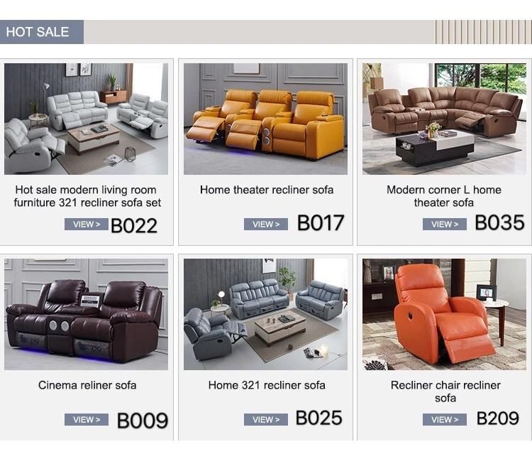 Wholesale Modern Leisure Leather Reclining Home Furniture Living Room Sofa