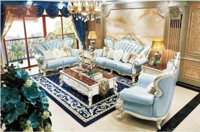 European Living Room Furniture Wooden Leather Sofa
