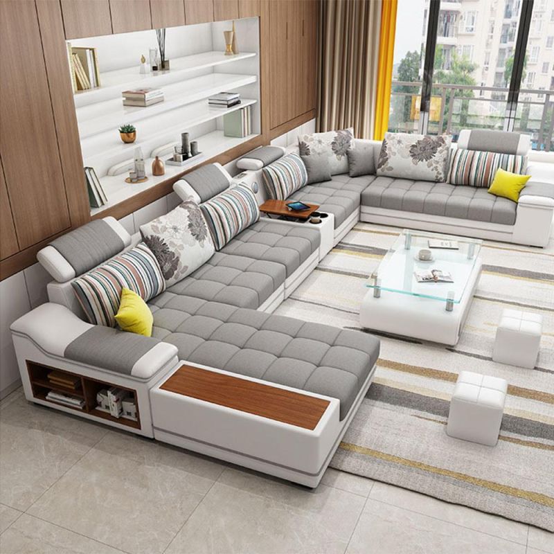 Luxury Dubai Home Living Room Furniture Pure Leather Slide Sofa