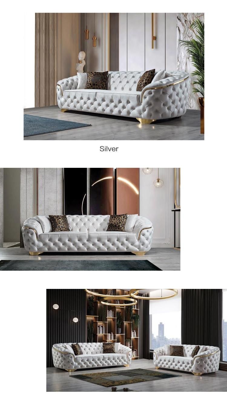 Linsy Living Room Furniture Black Velvet 3 4 Seat Fabric Chesterfield Sofa Rbj8K