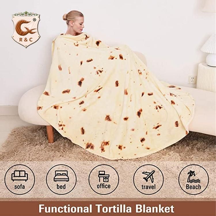 Funny Wrap Pizza Blanket, 3-D Digital Print Blanket, Burrito Taco Blanket for Bed Sofa Picnic