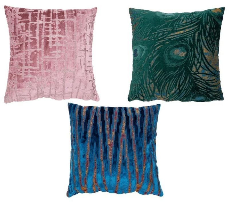 Cut Velvet Polyester Sofa Pillows Color Pillows Home Decorative Cushions