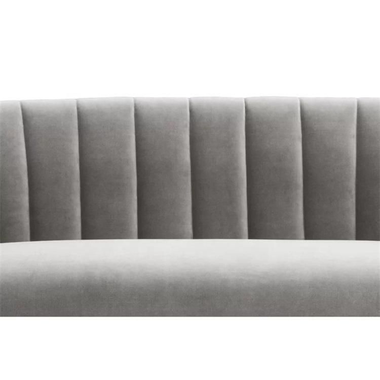 European Style Elegant Upholstery Grey Fabric Sofa Sectional Cafe Couch Furniture Set