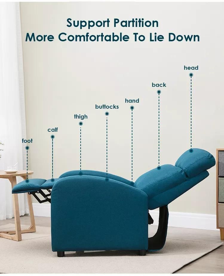 Pure Leather Recliner Sofa with Armrest and Cup Holder
