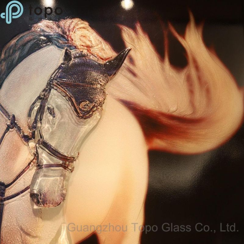 New Style Abstract White Horse Wall Glass Painting (MR-YB17-817)