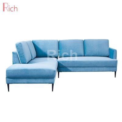 Blue Fabric Modern Sectional Corner Sleeper Sofa for Living Room