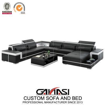 Modern U- Shape Leather Modular Sofa with Chaise Lounge