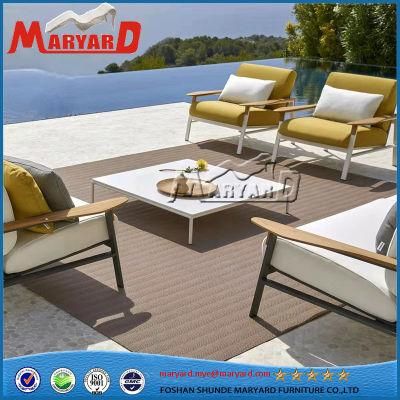 Luxury Outdoor Furniture Aluminum Patio Sofa with Teak Armrest