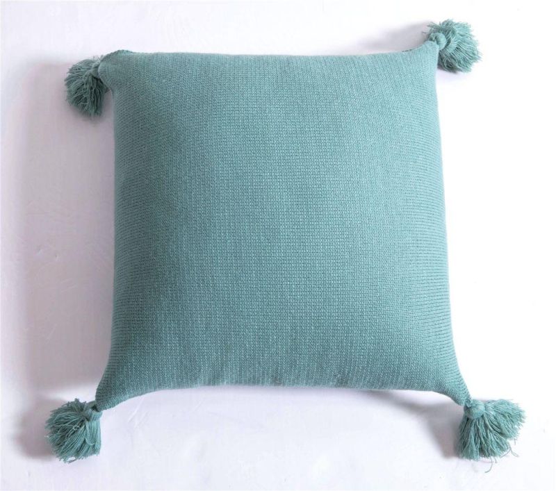 Solid Pompom Pillowcase with Ball Cushion Cover Decorative Home Sofa with Ball Custom 45*45cm Kp14