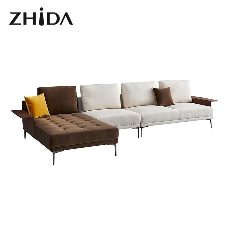 Zhida Wholesale Italian Style Modern Sectional Sofa Set Home Furniture Living Room U Shape Leather Armrest Modular Fabric Sofa