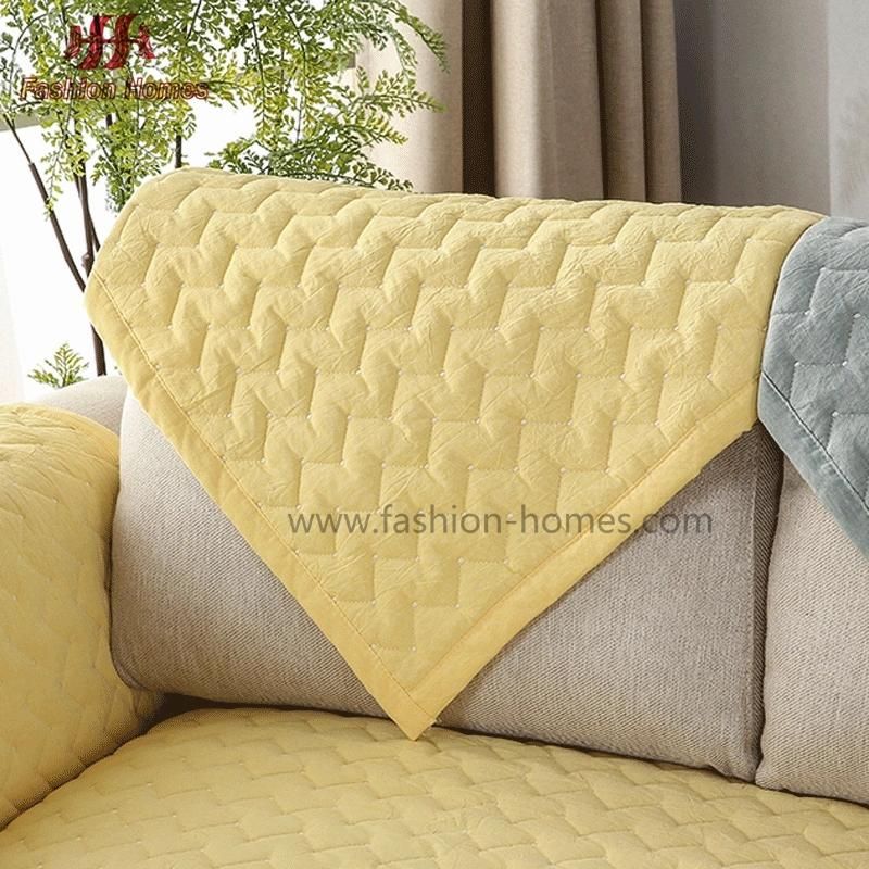 Microfiber Zigzag and DOT Pattern Solid Embroidered Sofa Cover