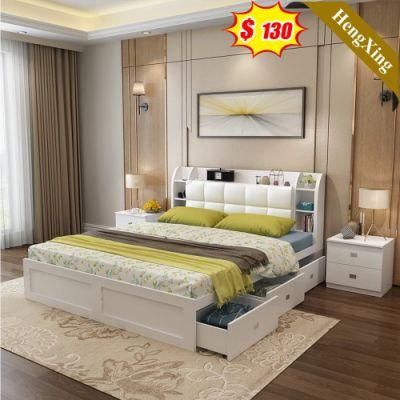 Factory Customized Hotel Home Furniture Wall Beds Wooden PU Leather Storage Backrest Bedroom Sofa Bed with Drawers