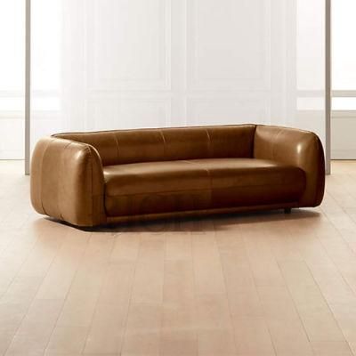 Modern Italian Loveseat Leather Sofa Flat Back Living Room Sofa